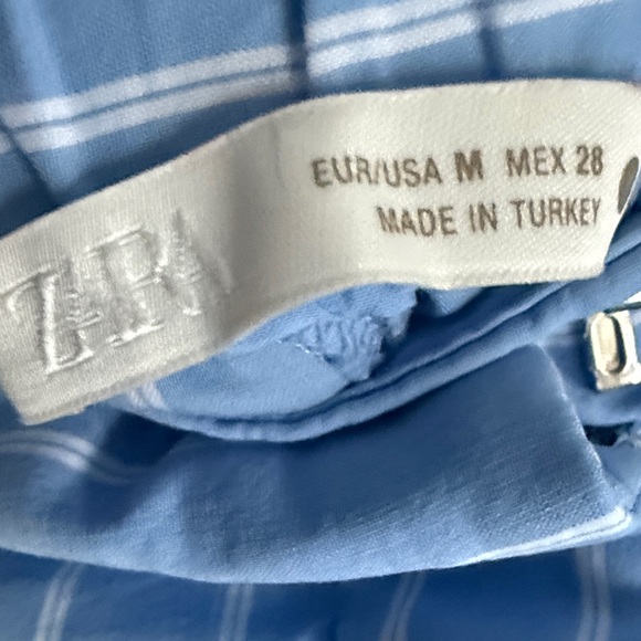 Zara Blue Striped Midi Shorts M - Picture 3 of 5